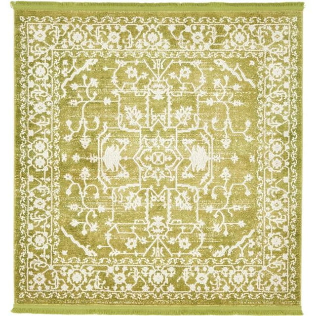 Unique Loom 3136453 4 x 4 ft. Olympia New Classical Square Rug, Light Green