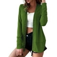thumbnail image 3 of ziyahi Women Snap Button Blouse Front Open V-neck Cardigan Casual Solid Color Clothes Tops, Green, L, 3 of 6