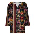 thumbnail image 5 of GEWSEY 3/4 Length Sleeve Tops for Women Henley V Neck Summer Shirts Casual Button Down Shirt Floral Print Blouses (Black, 3XL), 5 of 5