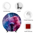 thumbnail image 4 of Picia Color Explosion Makeup Brush Pattern Bone China Decorative Plate – Wall Decor with Stand and Adhesive, Elegant Ornament for Living Room, Office, or Entryway-7in, 4 of 6