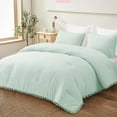 thumbnail image 3 of Exclusivo Mezcla Boho Pom Pom Ball Fringe Queen Comforter Set, 3 Pieces Aqua Blue Lightweight Down Alternative Bedding Comforter Sets for All Seasons (1 Comforter and 2 Pillowcases), 3 of 9