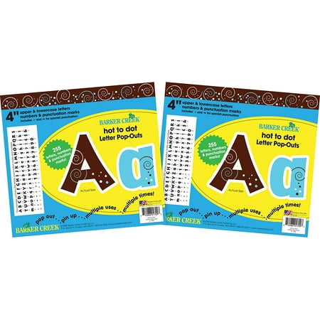 UPC: 0704068036338 | Barker Creek 4  Letter Pop-Outs 2-Pack  Hot to Dot  Jazz Up Your Bulletin Boards with These Colorful Letters  510 Upper and Lowercase Letters  Numbers & Punctuation Marks  4  (3633)