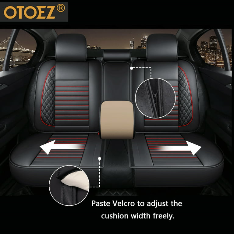 OTOEZ Universal Car Seat Cover Full Set Waterproof Leather Front Rear 5  Seats