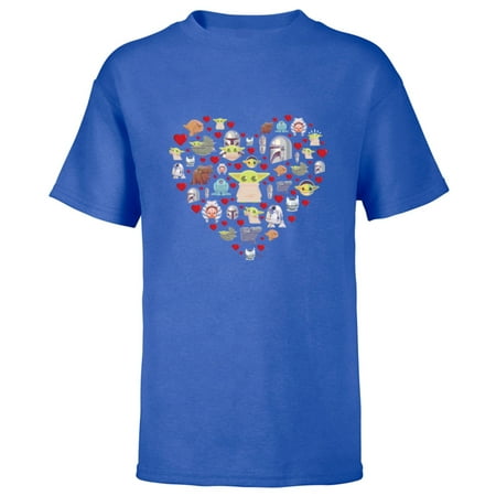 Star Wars The Mandalorian Grogu Heart Valentine’s Day - Short Sleeve T-Shirt for Kids – Customized-Royal