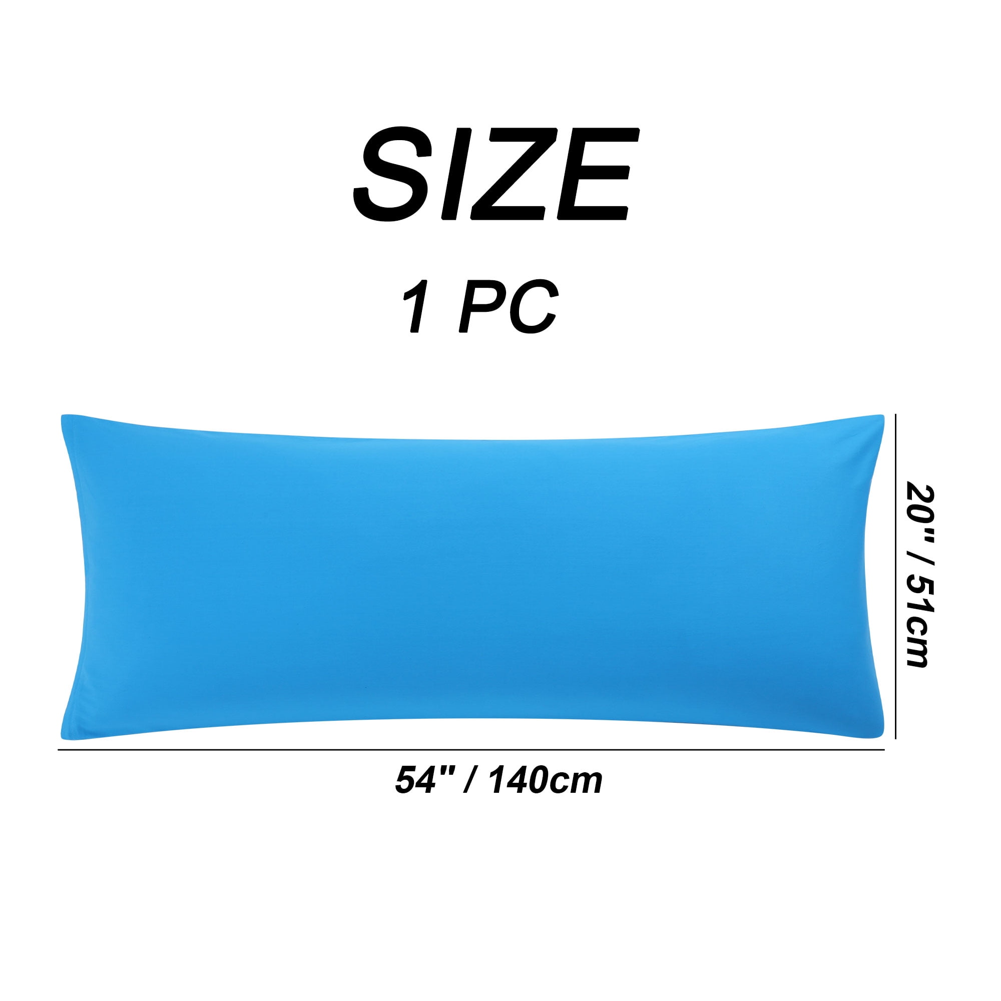 REGALWOVEN Zippered Body Pillow Cover Egyptian Cotton Pillowcases, Queen Blue