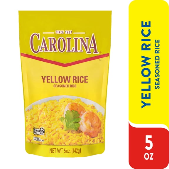Carolina Seasoned Saffron Yellow Rice, Seasoned Long-Grain Rice with Spices, Gluten Free, 5 oz Bag