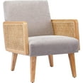 thumbnail image 3 of Duhome Mid Century Accent Chair with Rattan Armrests, Fabric Upholstered Wood Frame Reading Armchair for Living Room Bedroom, Gray, 3 of 7