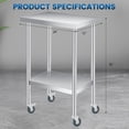 thumbnail image 2 of Bingirl Table de Préparation en Acier Inoxydable 12 x 24 Po avec Roues, Table de Travail Commerciale Robuste avec Tablette Inférieure Réglable pour Cuisine Commerciale et Restaurant, 2 of 7