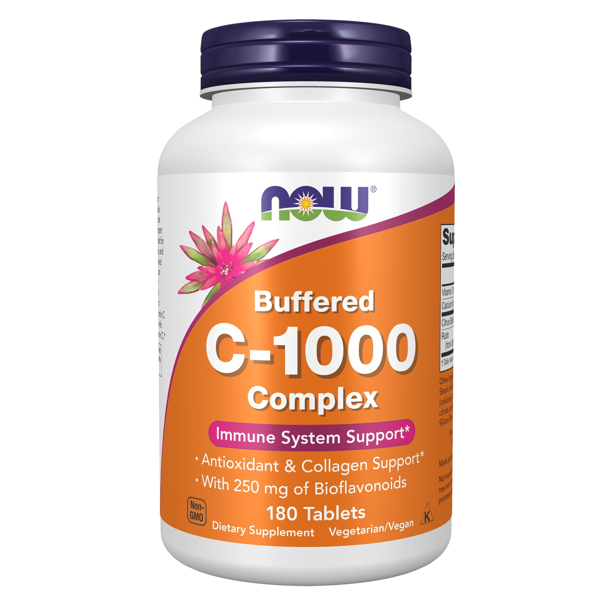 NOW Supplements, Vitamin C-1000 Complex with 250 mg of Bioflavonoids, Buffered, Antioxidant Protection*, 180 Tablets