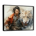 thumbnail image 2 of Designart "Warriors Spirit China Art painting I" Animals Floater Framed Wall Art Living Room, 2 of 7