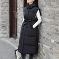 thumbnail image 5 of Gamivast Long Quilted Vest for Women Hooded Loose Button Down Sleeveless Padded Jacket Winter Casual Zip up Coats with Pockets Trendy Work Solid Outerwear 2025, 5 of 7