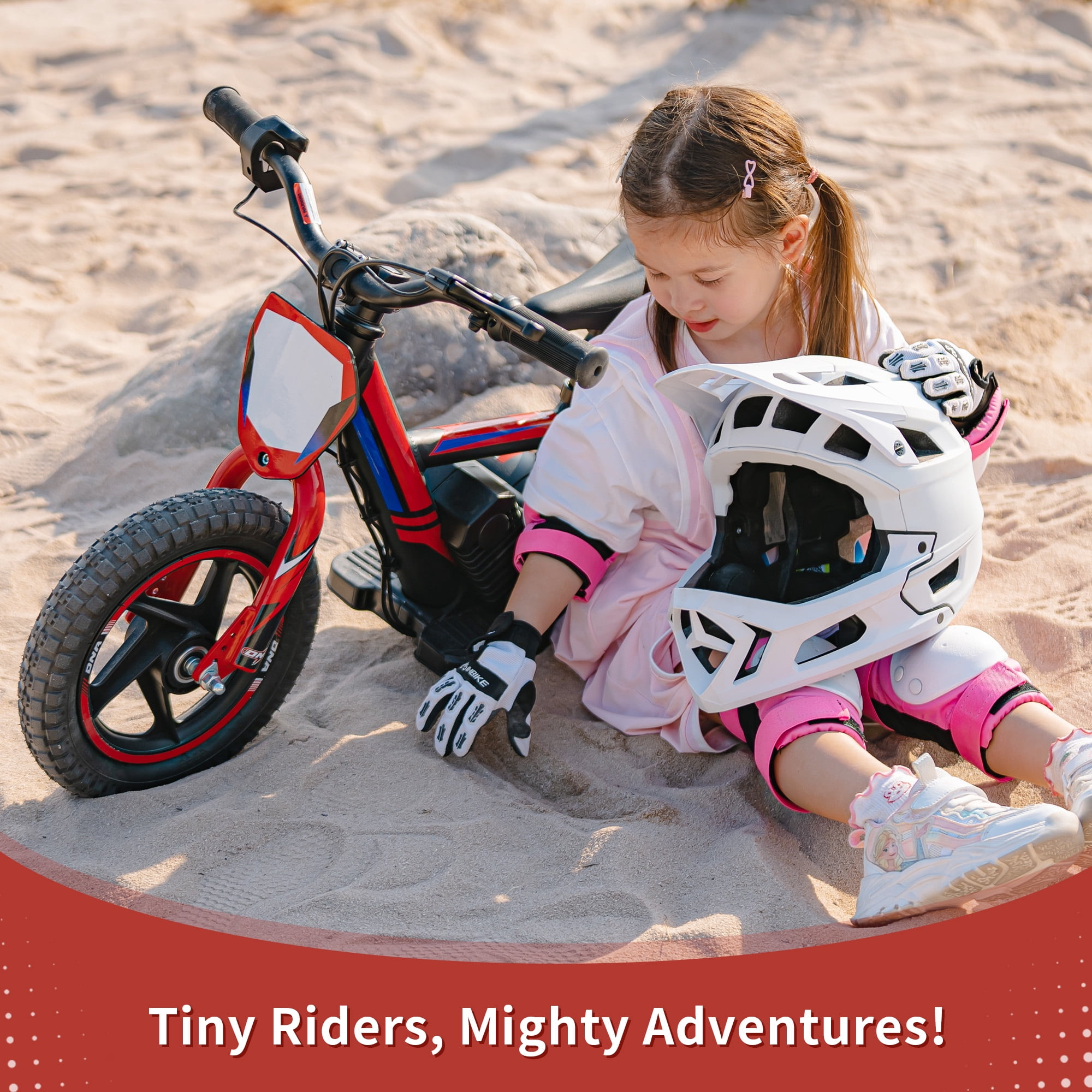 Lightweight Electric Dirt Bike for Kids, 170W Racing Grade Motorcycle for Ages 3-6, Detachable Battery, Safe Speeds up to 10 mph, 12 inch Tires, Red