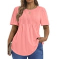 thumbnail image 3 of Fantaslook Blouses for Women Pleated Short Sleeve Tunic Tops Dressy Casual Summer Shirts, 3 of 10