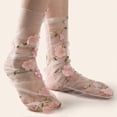 thumbnail image 3 of 1 Pair Pile Socks Elegant Transparent Nylon Less Wear Floral Lace Socks Photo Props, 3 of 5