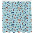 thumbnail image 2 of Cherry Shower Curtain, Repetitive Pattern of Summer Fruit in Abstract Colors in Cartoon Style, Fabric Bathroom Set with Hooks, 69W X 75L Inches Long, Pale Blue and Multicolor, by Ambesonne, 2 of 2