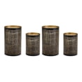 thumbnail image 3 of Melrose Set of 2 Black and Gold Abstract Punched Candle Holders 8", 3 of 3