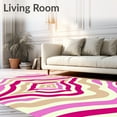 thumbnail image 2 of ODIKA 6'x9' Machine Washable Non-Slip Area Rug, Sophisticated Wave with Neutral Cream Accents High Traffic Rug, Pink, 663942, 2 of 7