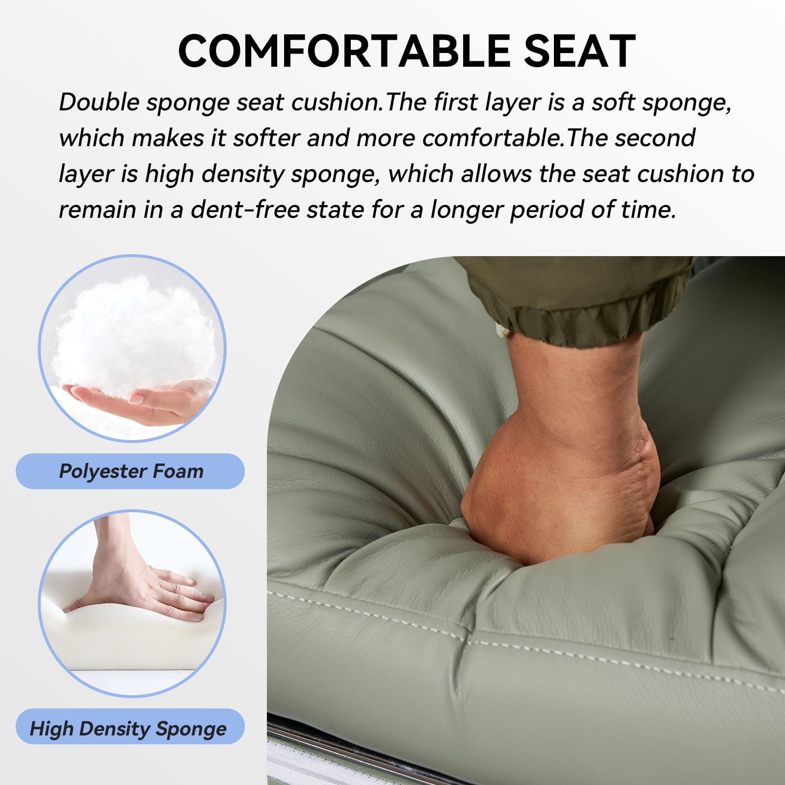 ATMILD 400 lbs Big and Tall Ergonomic PU Leather Office Chair with Footrest, Green
