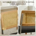 thumbnail image 6 of Natural Rattan Dining Chairs Set of 2/4/6, Upholstered Mid-Century Modern Dining Room Chairs with Cane Backrest, Retro Velvet Kitchen Chairs with Chrome Base, 6 of 8