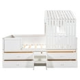 thumbnail image 6 of White Low Loft Bed Full Size, Solid Wood House Bed Frame with 4 Drawers, Roof and Guardrails, for Kids/Teens Bedroom, No Box Spring Needed, L0121, 6 of 10