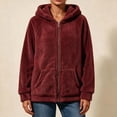 thumbnail image 6 of Tqcoqu Women's Sherpa Hooded Jacket, Full Zip Long Sleeve Fall Fleece Coat, Solid Color Winter Fuzzy Teddy Coats,Women's,Size S-XXL, 6 of 7