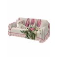 thumbnail image 2 of Pink Tulip Sofa Covers for 2-3 Cushion Couch L-Shaped Sectional, Spring Floral Romantic Flowers Modern Art Rustic Washable Sofa Covers Slipcover for Living Room, Couch Cover Blanket 71"x134", 2 of 9