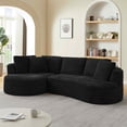thumbnail image 5 of FFH 121" Modular Sectional Sofa, Oversized L-Shape Cloud Couch, Corduroy Curved Sofa for Living Room, Black, Left Facing Chaise, 5 of 10