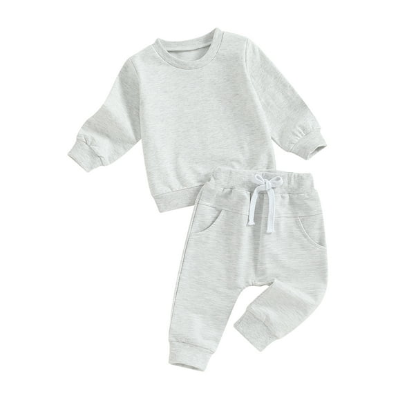 RUINIXCW Toddler Baby Boy Girl Spring Fall Winter Clothes Newborn Infant Baby Boy Girl 2 Piece Outfit Sweatsuit Solid Color Long Sleeve Sweatshirt and Jogger Pants Set