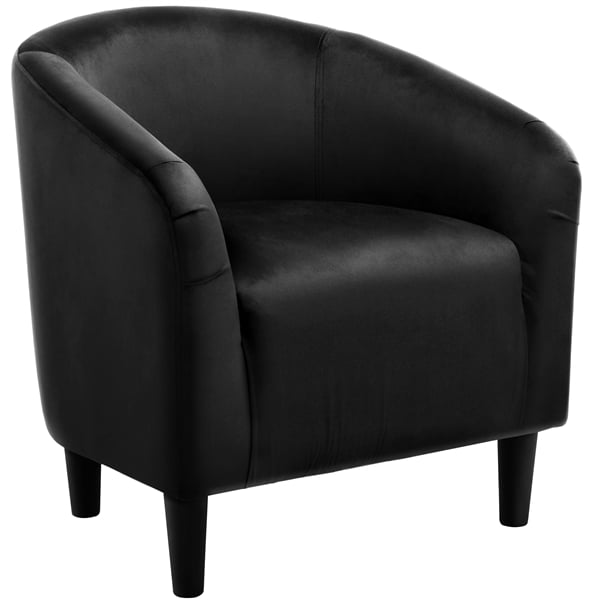 Alden Design Barrel Accent Chair, Black Velvet