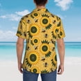 thumbnail image 4 of Pofeuu Bees and Sunflowers Print Hawaiian Shirt for Men Sleeves Casual Button Down Summer Beach Dress Shirts T-Shirts,X-Large, 4 of 7
