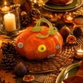 thumbnail image 4 of Hand Blown Glass Pumpkin, Multicolor Swirl Art Glass Figurine for Thanksgiving Tabletop Centerpiece, Halloween Ornament, Fall Harvest Home Decor Accent, 4 of 7