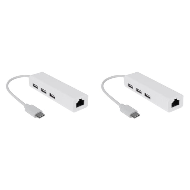 2X USB-C USB 3.1 Tipo C A USB RJ45 Ethernet Lan Adaptador Hub Cable para PC
