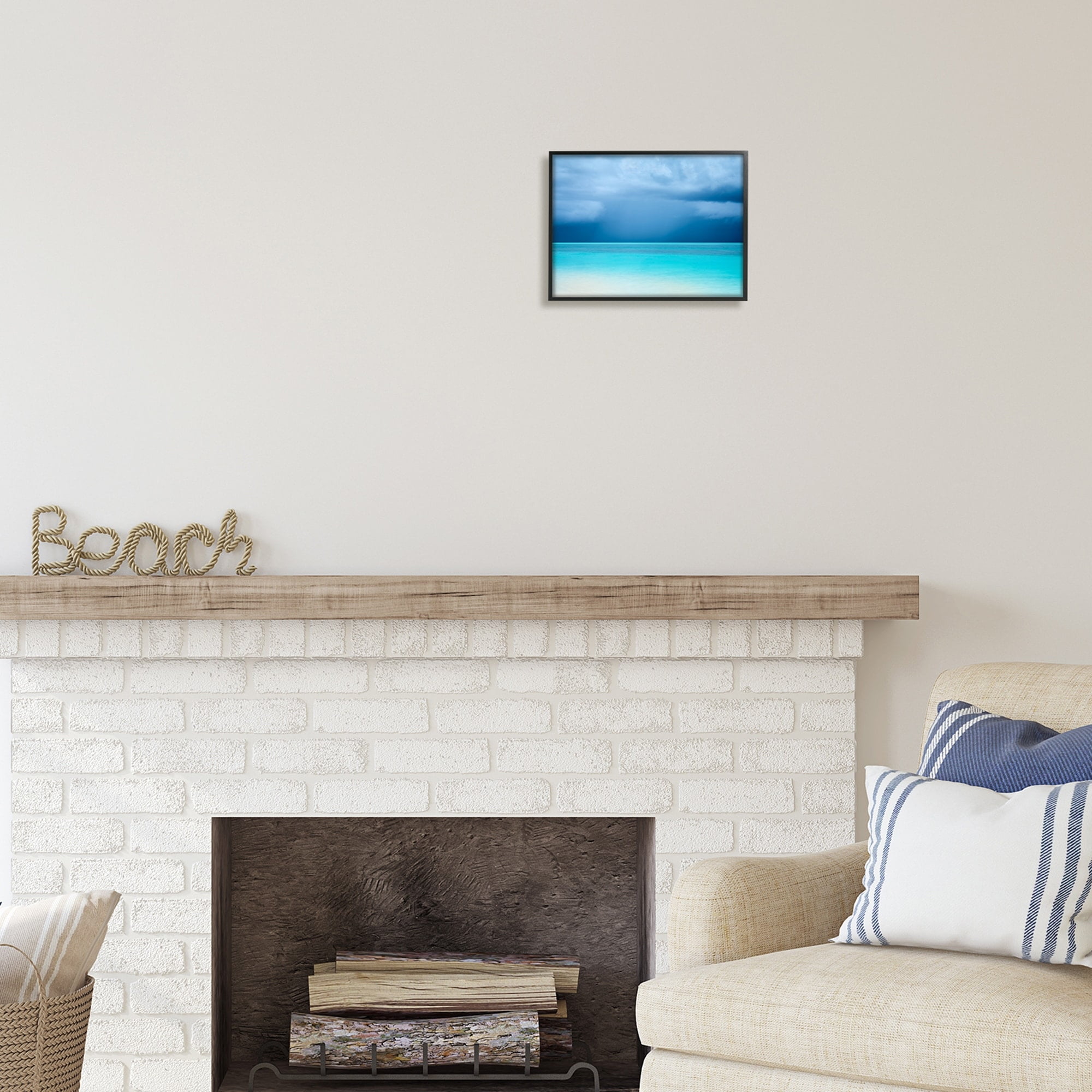Stupell Industries Turquoise Ocean Landscape Coastal Photography Black Framed Art Print Wall Art