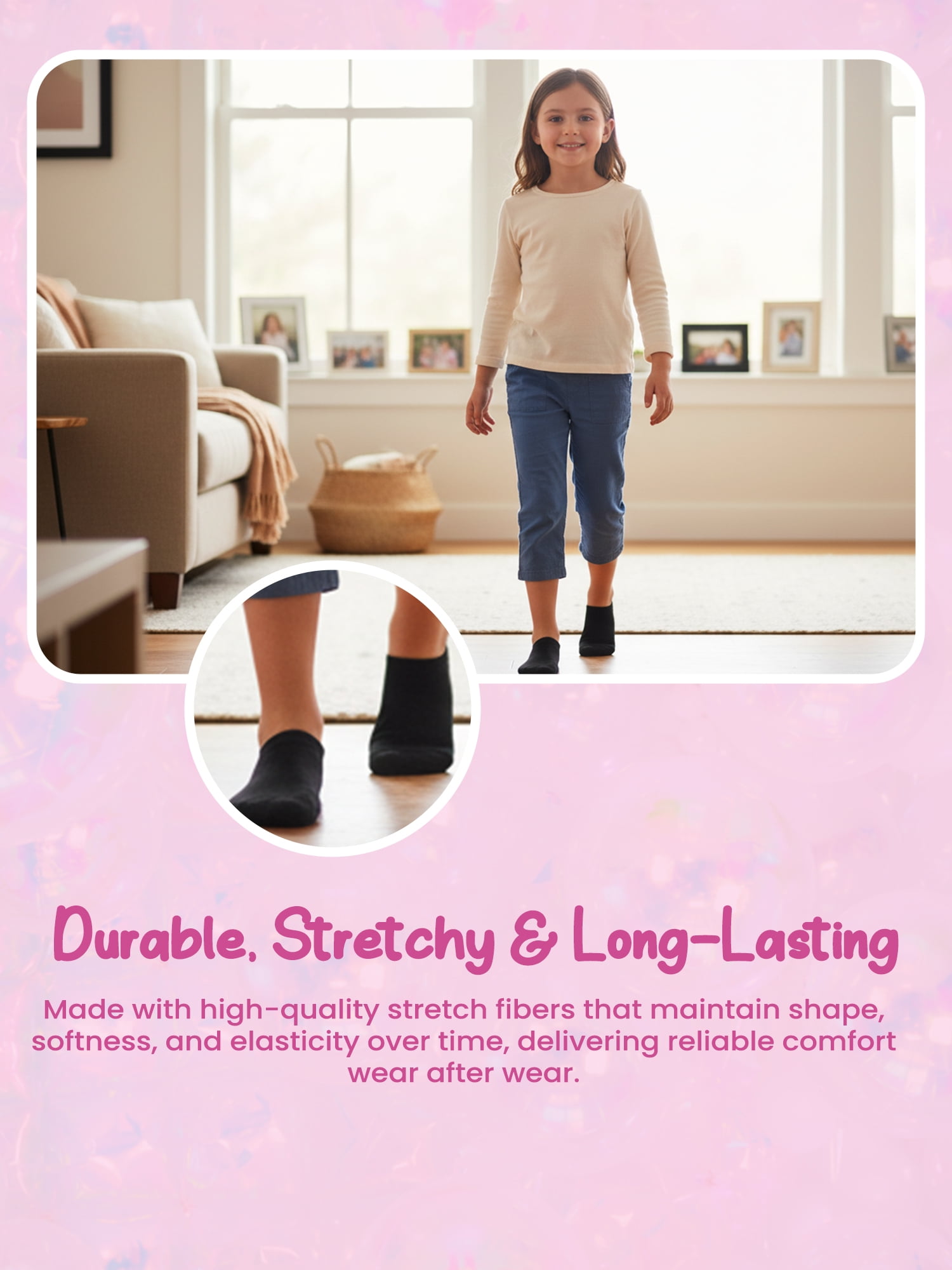 Justice No Show Socks for Girls, Cozy Socks for All Day Wear, 10 pk White Multi Color