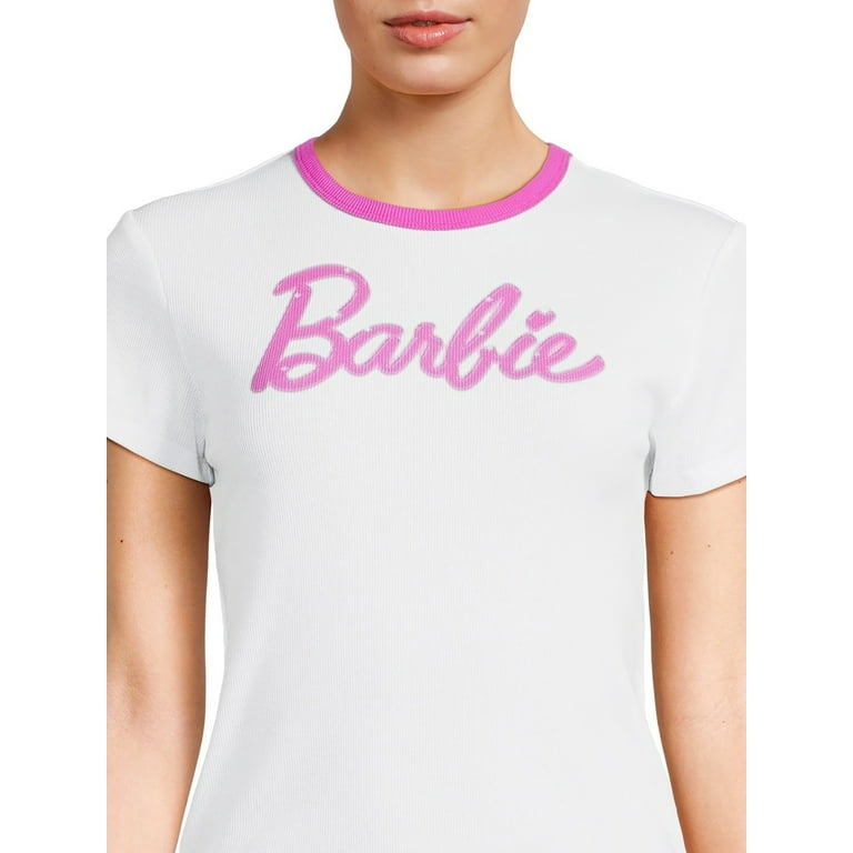 Barbie Juniors Cropped Rib Graphic T-Shirt 