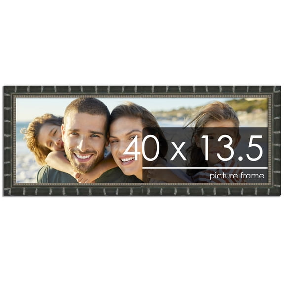 40x13.5 Bamboo Black Complete Wood Panoramic Frame with UV Acrylic, Foam Board Backing, & Hardware