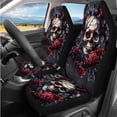 thumbnail image 2 of HUISEFOR 14 Pieces Rose Skull Car Seat Covers Full Set for Women Men Including Steering Wheel Cover, Belt Cover, Center Console Cover, Breathable, Comfortable, Fit for Most Sedans SUVs, 2 of 5