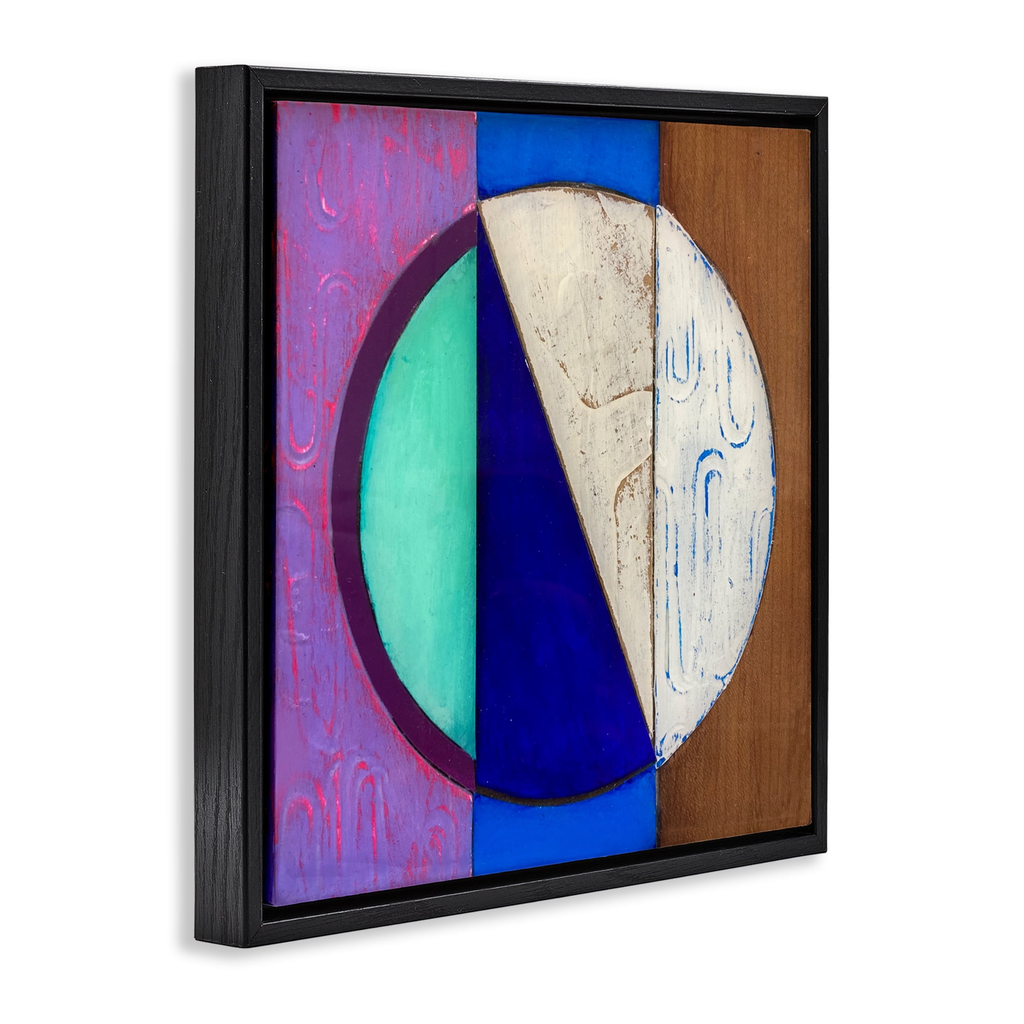 Stupell Industries Structured Blue & Purple Circle Black Framed Floater Canvas Wall Art, design by Matthew Finger