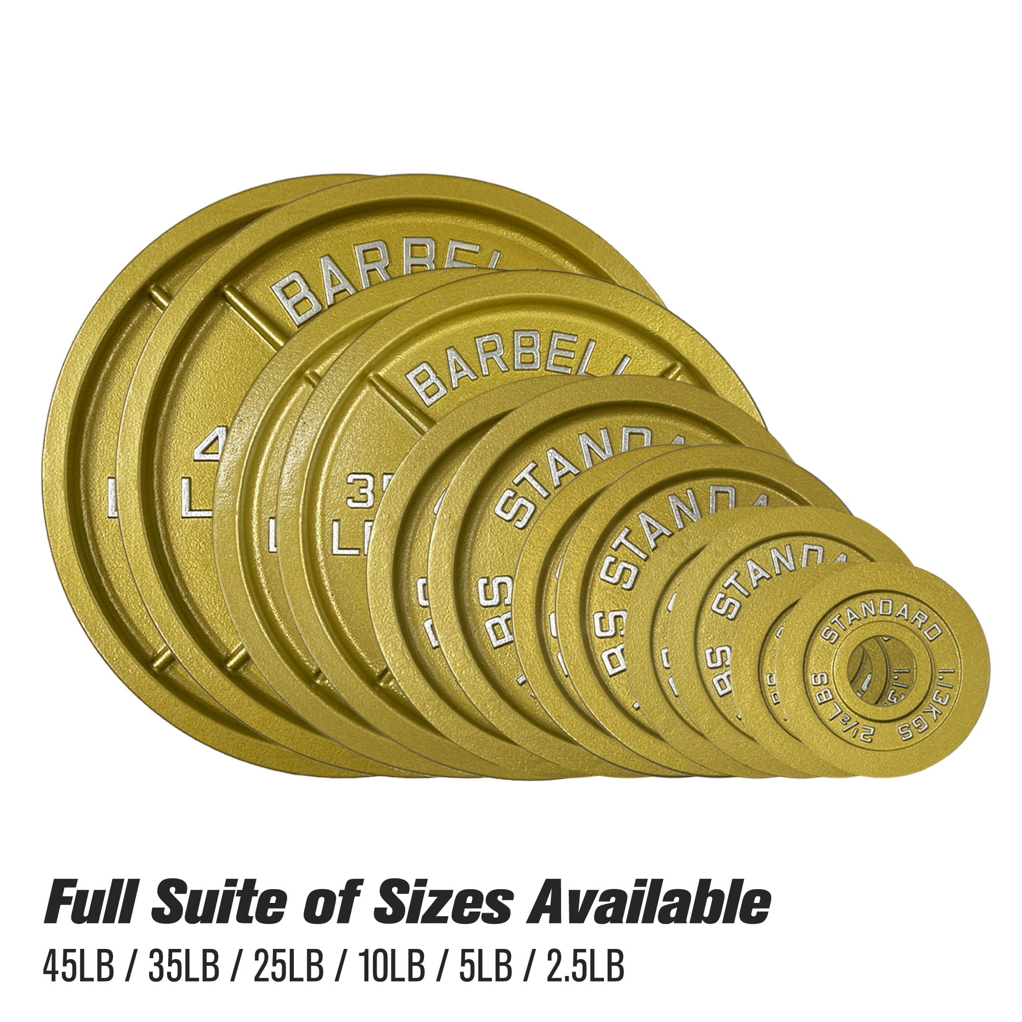 10LB Gold Olympic Steel Plate Pair - 2 Inch Barbell Standard 10 Pound Weights in Premium Gold Finish
