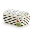 thumbnail image 3 of Demdaco Home and Stripes White 7 x 3 Stoneware Mini Loaf Pan With Towel Set, 3 of 3
