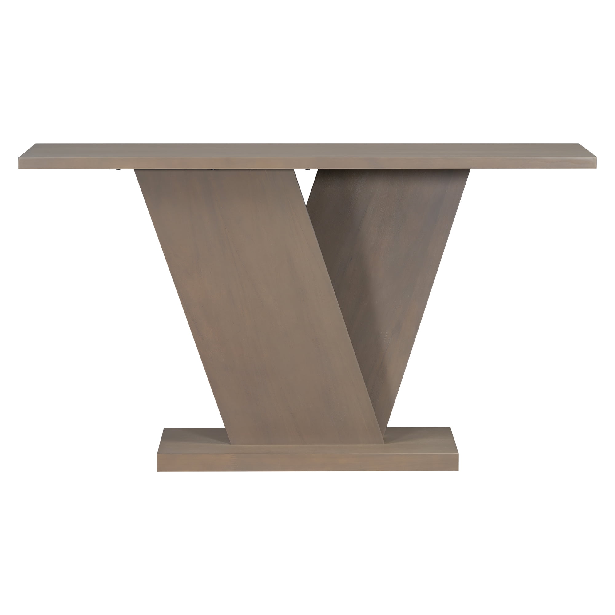 EUROCO 59.8" Console Table with V-Base Design,Wooden Entryway Sofa Table, Unique Long Accent Hallway Table for Living Room,Taupe