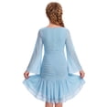 thumbnail image 4 of IBTOM CASTLE Teen Girls Dress Graduation Dress for Girls Long Bell Sleeve Mermaid Hem Prom Bodycon Dress With Shorts Bowknot Slim Fit Dresses Homecoming Birthday Outfit Blue, 4 of 7