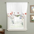 thumbnail image 2 of Spring Floral Tie Up Curtain 63 Inches Long, Red Blue Wildflower Plant Butterfly Balloon Style Kitchen Window Curtain Over Sink, Small Window Rod Pocket Curtain 42"x63", 2 of 9