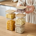 thumbnail image 3 of ACDANC Food Storage Containers with Airtight Bamboo Lids,Clear Glass Food Jar with Sealing Lid Kitchen Storage Container for Spaghetti Pasta Sugar Flour Cereal Beans,Square, 3 of 7