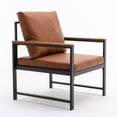 thumbnail image 4 of Modern PU Leather Accent Chair Arm Chair with Extra-Thick Padded Backrest and Seat Cushion Sofa Chairs for Living Room Bedroom,Orange, 4 of 5