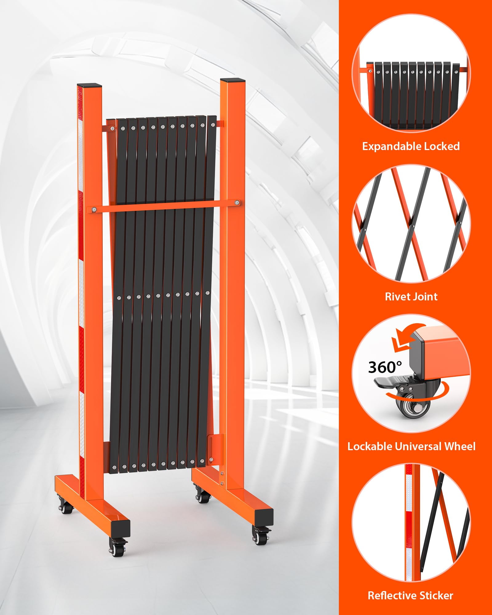 Towallmark Metal Expandable Barricade Gate Outdoor with Brake Wheels, 11FT Folding Security Barrier Gate, Versatile Portable Traffic Barricade Fence for Home, Yard