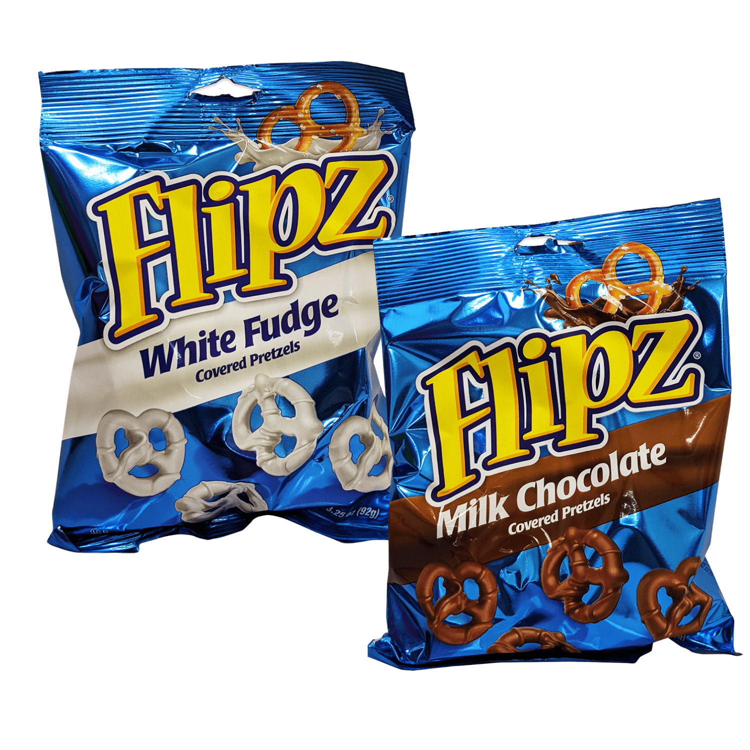 Flipz Chocolate Covered Pretzels, Milk Chocolate, and White Fudge