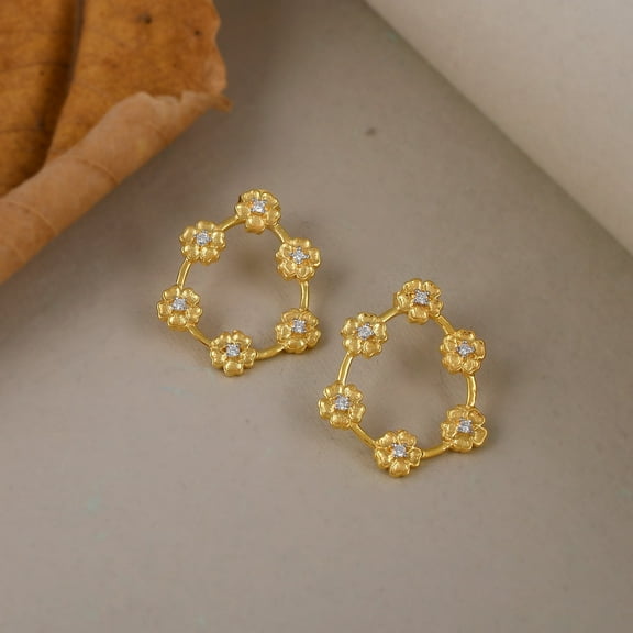 925 Sterling Silver Cubic Zirconia Designer Dangle Drop Gold Plated Earrings for Women