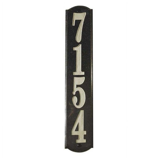QualArc WEX-4719-BP 4.5 in. Wexford Vertical Polished Black Stone Color Solid Granite Address Plaque