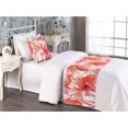 thumbnail image 2 of Hibiscus Bed Runner Set, Watercolor Silhouettes of Tropical Floral with Neutral Colors Boho Art, Decorative Bedding Scarf & a Pillow Sham for Hotels Homes, Twin, Dark Coral Coral White, by Ambesonne, 2 of 3